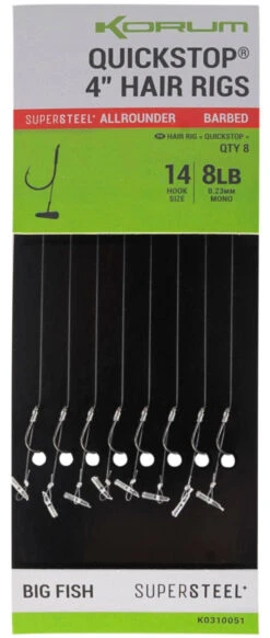 Korum Quickstop Barbed Hair Rigs, 8 Stuks!